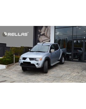 Ταπετσαρία Αυτοκινήτου σε MITSUBISHI L200 4DOOR με δέρμα μαύρο σχέδιο κυματιστό με μπλε ραφές