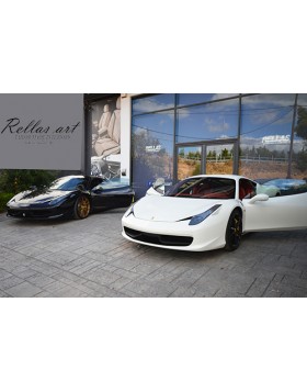 Ταπετσαρία Αυτοκινήτου σε Ferrari 458 όλο το εσωτερικό με δέρμα κόκκινου χρώματος και την πολυετή εμπειρία μας