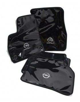Πατάκια αυτοκινήτου για Opel Insignia,μαύρη μοκέτα,δερμάτινο τελείωμα πλαστικοποίηση  (4 τεμάχια)