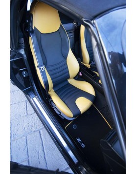 Ταπετσαρία Αυτοκινήτου σε BMW Z3 με δέρμα άριστης ποιότητας σε μαύρο και κίτρινο δέρμα.
