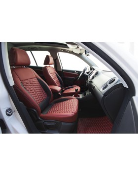 Tαπετσαρία Αυτοκινήτου για VW Tiguan από δέρμα άριστης ποιότητας σε κόκκινο χρώμα με σχέδιο κυψέλη
