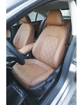 Tαπετσαρία Αυτοκινήτου για VW Passat από δέρμα άριστης ποιότητας σε ταμπά χρώμα με σχέδιο στο κέντρο