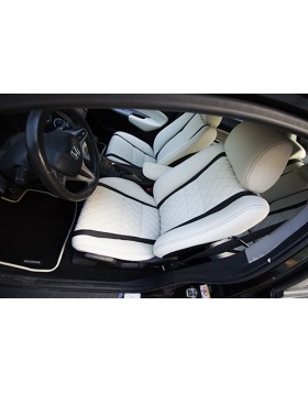 Δερμάτινη Ταπετσαρία Αυτοκινήτου σε Honda Civic Fn από δέρμα άριστης ποιότητας σε συνδιασμό με σχέδιο ρόμβων στο κέντρο και μαύρα στοιχεία