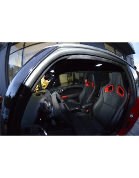  Ταπετσαρία Αυτοκινήτου σε Mini Cooper R56 με καθίσματα RECARO δέρμα άριστης ποιότητας κόκκινες ραφές και ταμπλό με επένδυση  alcantara