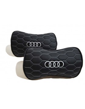 Μαξιλάρι Προσκέφαλο Αυτοκινήτου για Audi από τεχνόδερμα σε σχέδιο κυψέλη για 2 τεμάχια