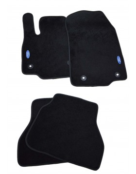 Πατάκια Αυτοκινήτου για Ford B-max 2013 από μαύρη μοκέτα εξαιρετικής ποιότητας, δερμάτινο φινίρισμα και λογότυπο, 4 τεμάχια 