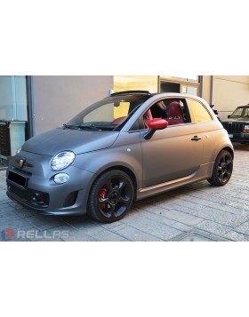 Ταπετσαρία Αυτοκινήτου σε FIAT 500 ABARTH με κόκκινο δέρμα,αυθεντική alcantara και κέντημα.