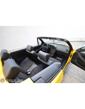 Ταπετσαρία Αυτοκινήτου σε Peugeot 306 Cabrio με ολική εππένδυση σε δέρμα άριστης ποιότητας σε συνδυασμό με αυθεντική alcantara και κίτρινες ραφές