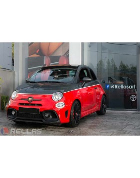 Ταπετσαρία Αυτοκινήτου σε FIAT 500 ABARTH με αυθεντική alcantara σε σχέδιο κυψέλη με κόκκινες ραφές