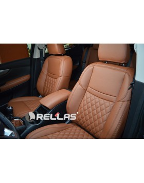 Ταπετσαρία Αυτοκινήτου σε NISSAN QASHQAI 2017 με δέρμα άριστης ποιότητας σε απόχρωση ταμπά και σχέδιο ρόμβους